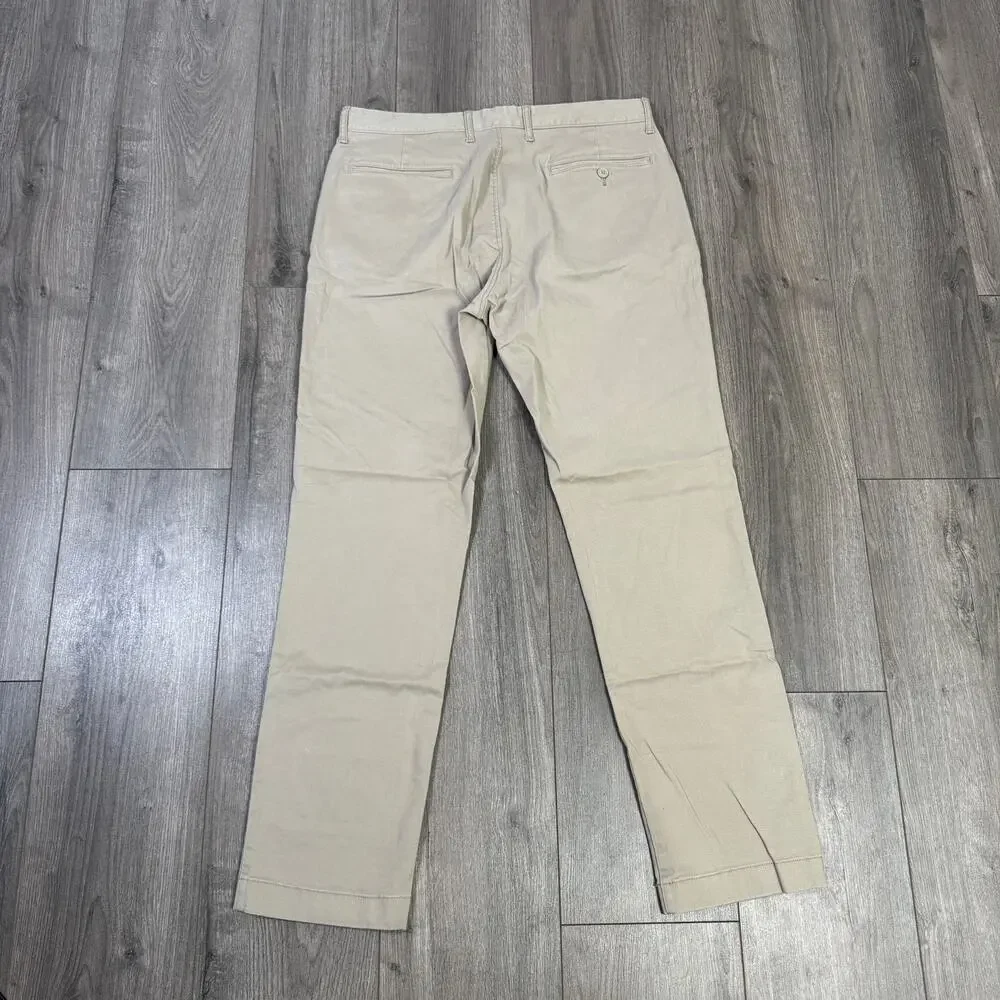 J.Crew 770 Straight-fit Stretch Chino Pants 33x32 Khaki Flat Front Twill Zip Fly